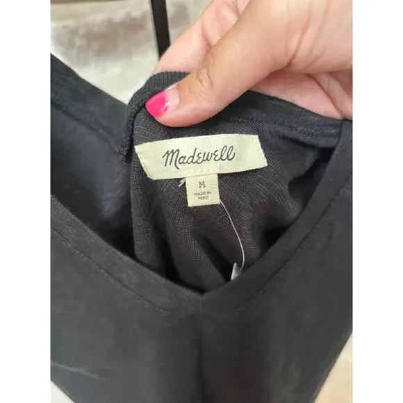 Madewell Women's True Black Supercrop V-Neck Tank Top Size M - Picture 4 of 5